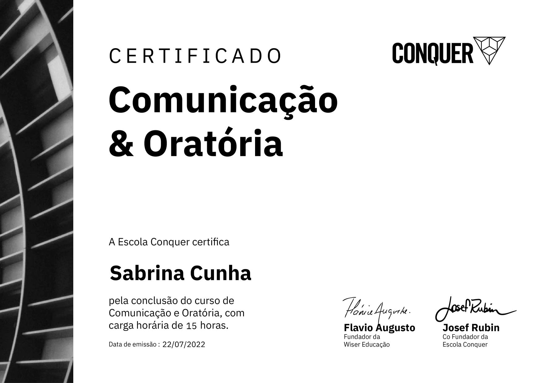 Certificado de Comunicação e Oratória - Comunicando com assertividade